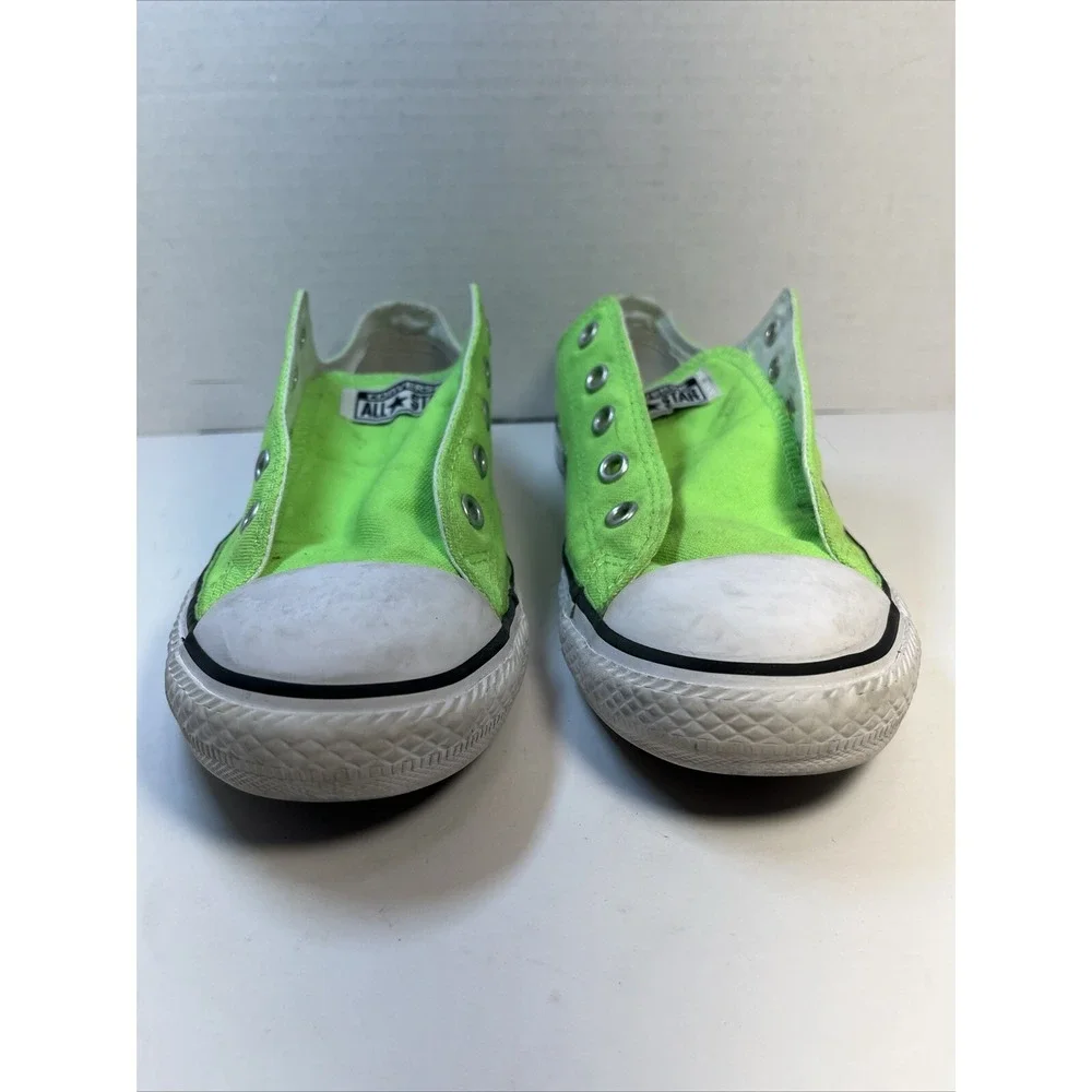 Converse All Star Neon Green Low Top Sneaker Shoes Sz 2 Youth No Laces